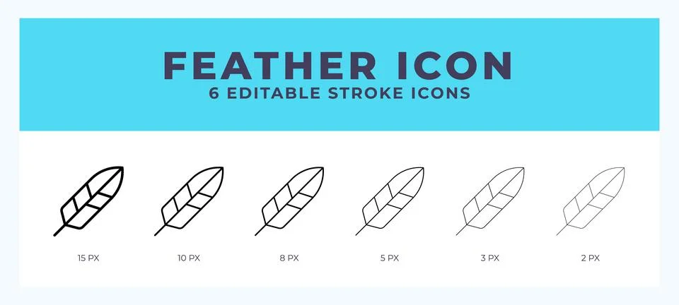 Feather editable line icon. Vector illustration with different stroke. 스톡 일러스트