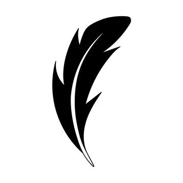 Feather flat icon. Pictogram for web. Line stroke. Isolated on white backgrou Stock Illustration