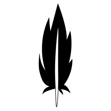 Feather flat icon. Pictogram for web. Line stroke. Isolated on white backgrou Stock Illustration