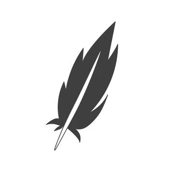 Feather flat icon. Pictogram for web. Line stroke. Isolated on white backgrou Stock Illustration