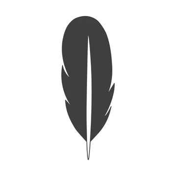 Feather flat icon. Pictogram for web. Line stroke. Isolated on white backgrou Stock Illustration