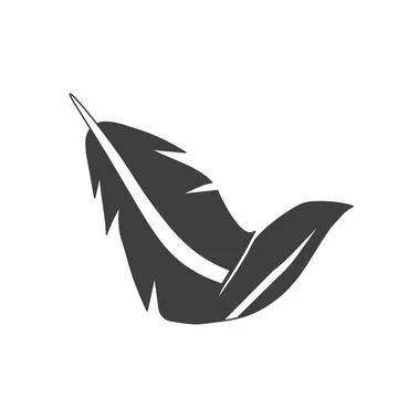 Feather flat icon. Pictogram for web. Line stroke. Isolated on white backgrou Stock Illustration