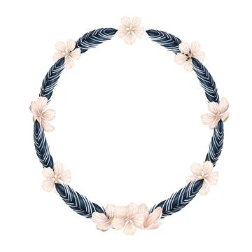 Feather flower wreath Stock Illustration