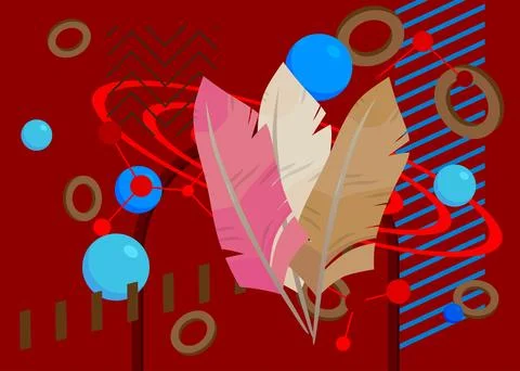 Feather geometrical graphic retro theme background. Minimal geometric eleme.. Illustrazione stock