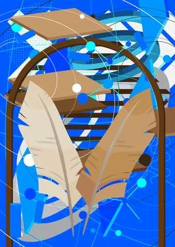 Feather geometrical graphic retro theme background. Minimal geometric eleme.. Illustrazione stock