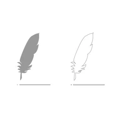 Feather  grey set  icon . Stock Illustration