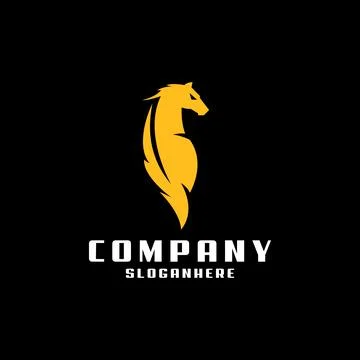 Feather horse logo design vector Illustrazione stock