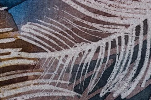 Feather, hot batik, background texture, handmade on silk Stock Illustration