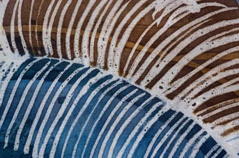 Feather, hot batik, background texture, handmade on silk Stock Illustration