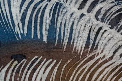 Feather, hot batik, background texture, handmade on silk, abstract surrealism Stock Illustration