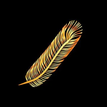 Feather icon on black. Stock Illustration