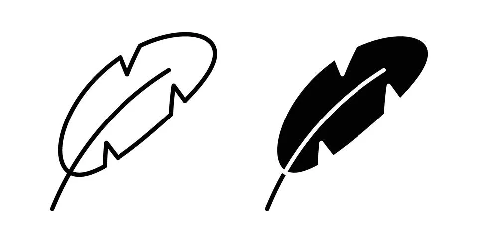 Feather icon black vector isolated on white Stock Illustration