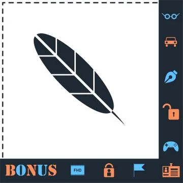 Feather icon flat Stock Illustration