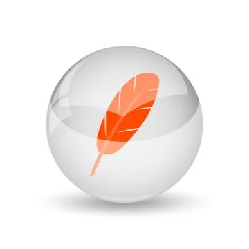 Feather icon. Internet button on white background.. Stock Illustration