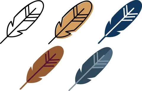Feather icon set collection flat design vector illustration Stock Illustration