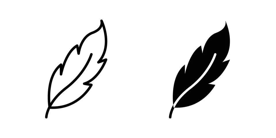 Feather icon silhouette vector set. thin line pack Stock Illustration