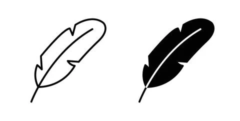 Feather icon. Style is flat and line symbol Stock Illustration