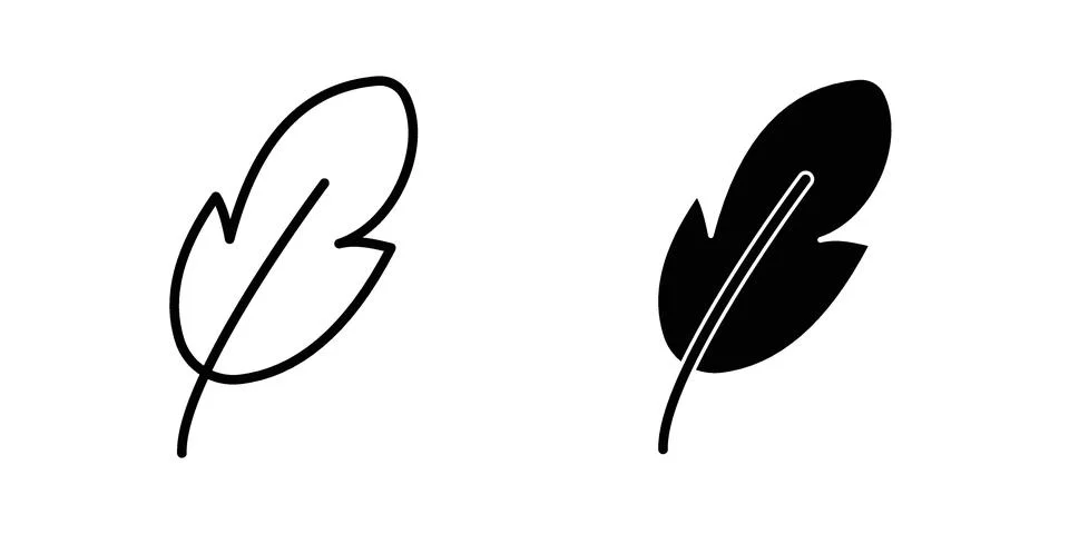 Feather icon symbol  illustration bundle in black colour Stock Illustration