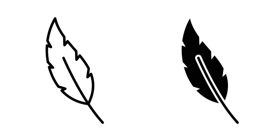 Feather icon vector concepts, line and silhouette style Stock Illustration