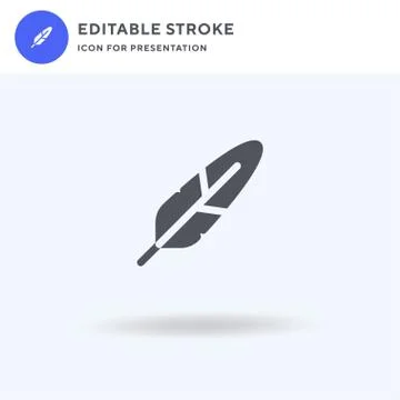 Feather icon vector, filled flat sign, solid pictogram isolated on white, logo Stock Illustration