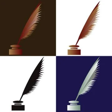 Feather with ink icon Stock Illustration