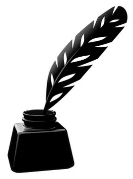 Feather In An Inkwell Illustrazione stock