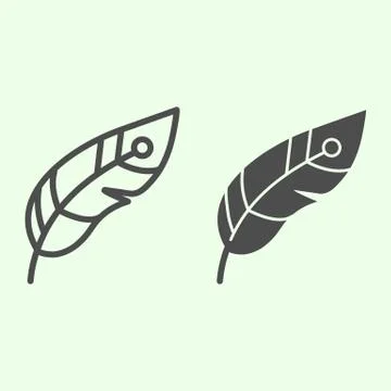 Feather line and solid icon. Decorative witchcraft plume outline style pictogram Stock Illustration
