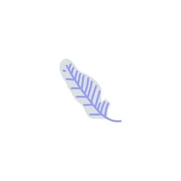 Feather line art, single blue bird plume cartoon vector icon, Wicca pagan faith Stock Illustration