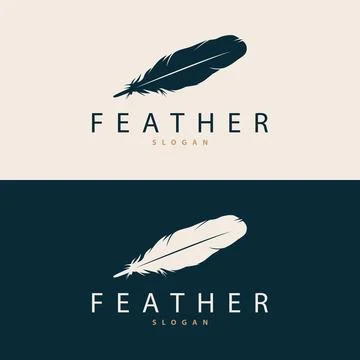 Feather Logo Design Minimalist Vector Template Stock Illustration