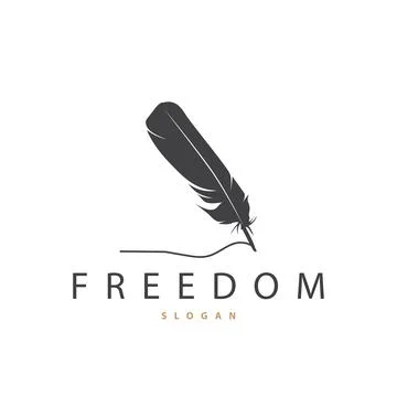 Feather Logo Design Minimalist Vector Template Stock Illustration