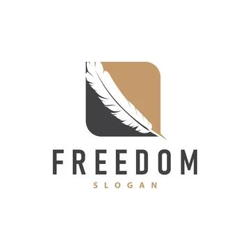 Feather Logo Design Minimalist Vector Template Stock Illustration