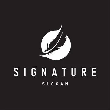 Feather logo design, simple black silhouette concept of bird feathers and a.. Stock Illustration