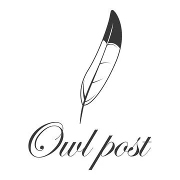Feather logo owl post Illustrazione stock