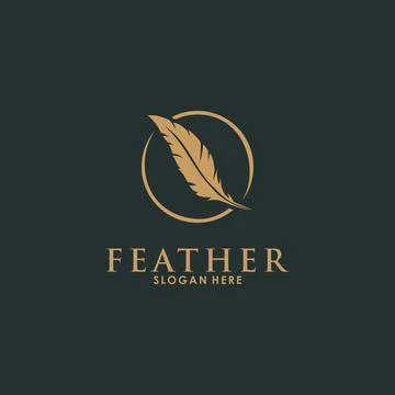 Feather logo template vector icon, creative feather logo design Stock Illustration