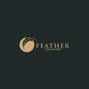 Feather logo template vector icon, creative feather logo design Stock Illustration