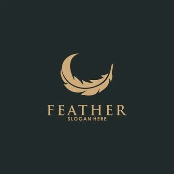 Feather logo template vector icon, creative feather logo design Stock Illustration