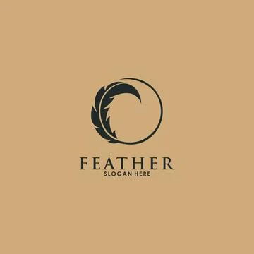 Feather logo template vector icon, creative feather logo design Stock Illustration