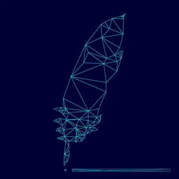 Feather low poly triangulation triangulated polygonal electric cyan blue vibr Stock Illustration