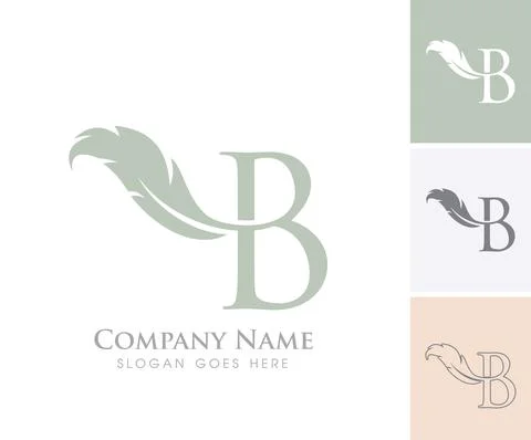 Feather Monogram Initial Letter B Stock Illustration