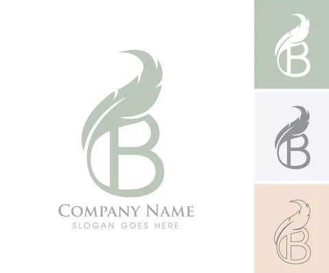 Feather Monogram Initial Letter B Stock Illustration