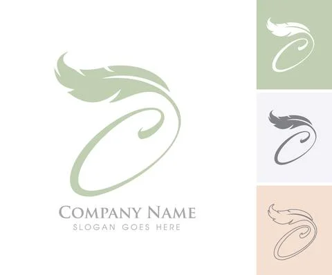Feather Monogram Initial Letter C Stock Illustration