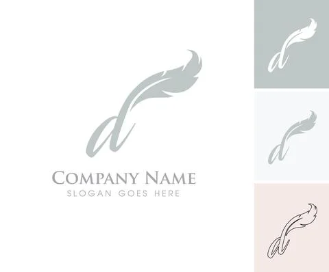 Feather Monogram Initial Letter D Stock Illustration