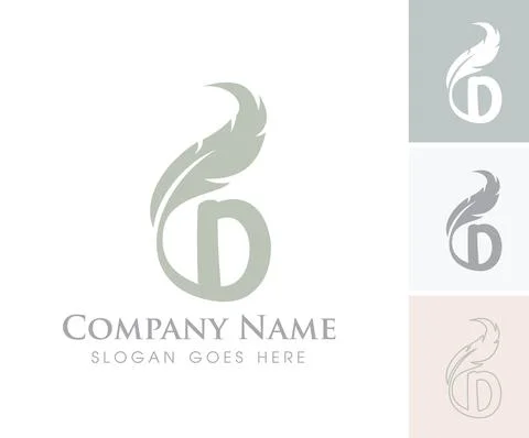 Feather Monogram Initial Letter D Stock Illustration
