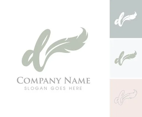 Feather Monogram Initial Letter D Stock Illustration