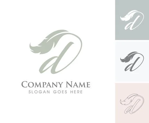 Feather Monogram Initial Letter D Illustrazione stock