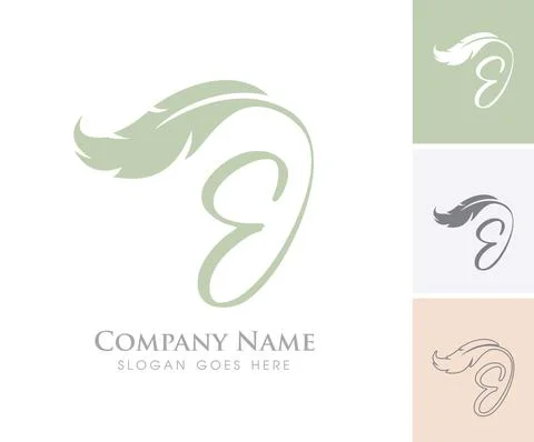 Feather Monogram Initial Letter E Stock Illustration