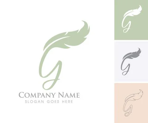 Feather Monogram Initial Letter G Stock Illustration