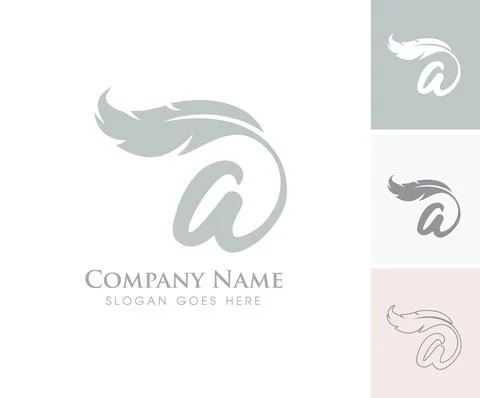 Feather Monogram Initial Letter A Stock Illustration