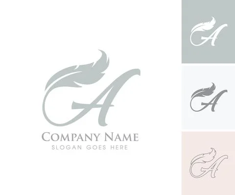 Feather Monogram Initial Letter A Stock Illustration