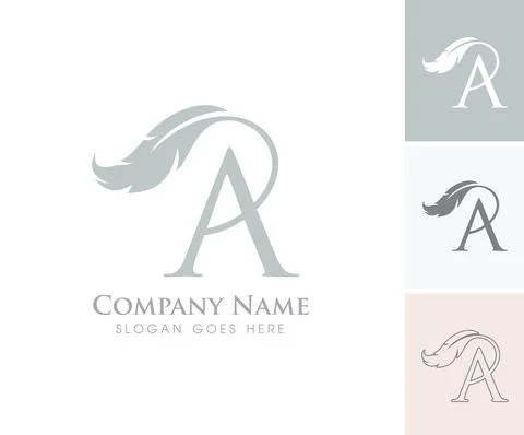 Feather Monogram Initial Letter A Stock Illustration